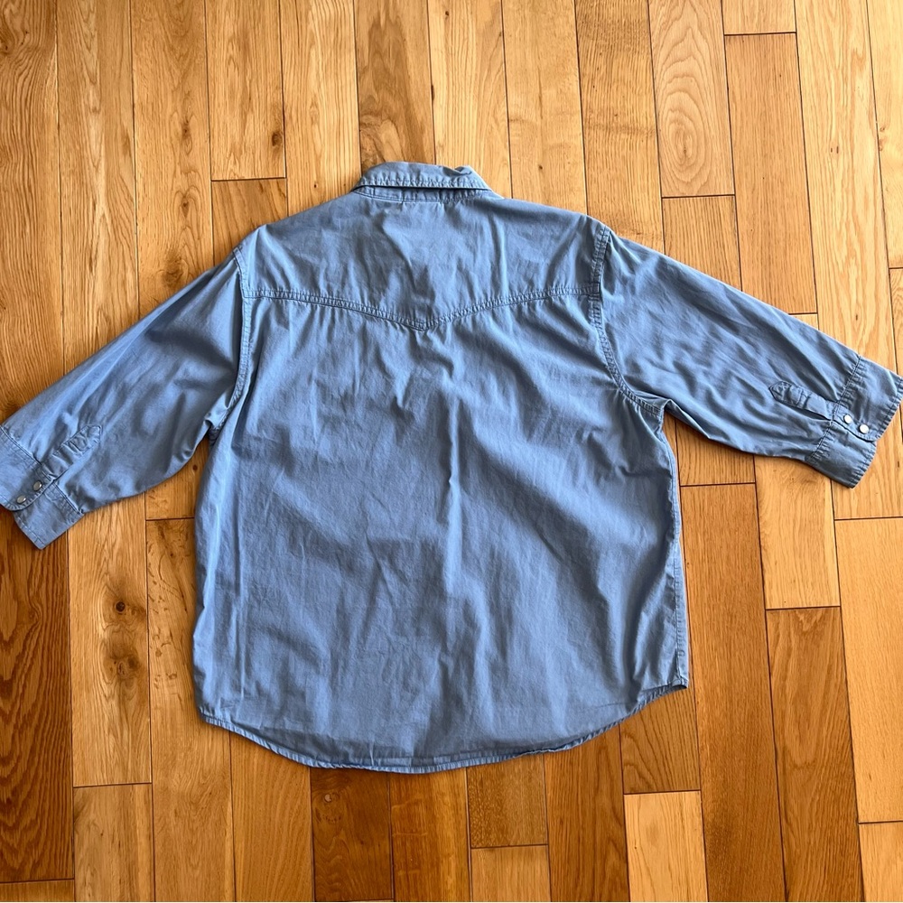 Vintage Winnie The Pooh Western Pearl Snap Button Blue Half Sleeve Shirt Large - Picture 6 of 8